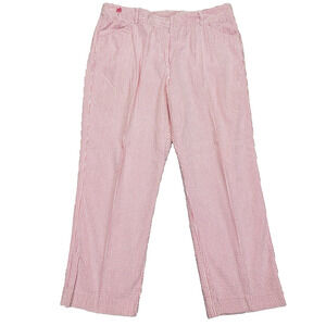 Vtg Lilly Pulitzer Capri Pants Womens 12 Seersucker Pink Wht Stripe Stretch Crop